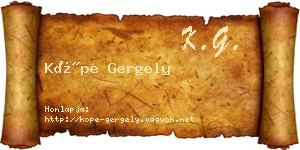 Köpe Gergely névjegykártya